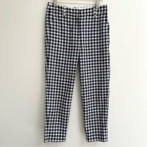 J Crew Factory Gingham linen-cotton Holland pant navy blue white aw376 size 4